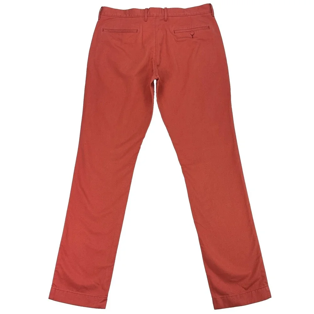 J.Crew NWT Mens 34 x 34 Broken In Chino Pants Coral Orange Tapered‎ Preppy